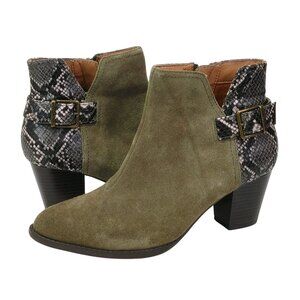 Vionic Naomi Women's Suede Leather Snake-Print Water Resistant Boots 9.5...